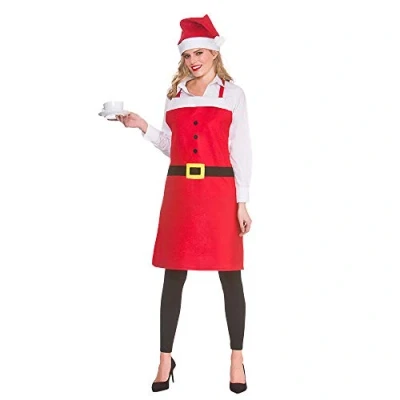 Image of Wicked Costumes Adult Unisex Christmas Santa Apron &amp; Hat (One Size) Fancy Dress Accessory
