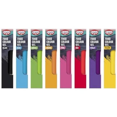 Image of Dr. Oetker Rainbow Food Colouring Set of 8 Colours, Concentrated Gel Colouring, Easy to Use Squeezy Tubes, Transform Plain Cakes Into Bright, Eye Catching Creations.