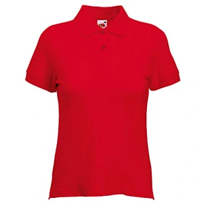 Image of Fruit of the Loom Women&#039;s Polo Shirt Short Sleeve, Womens Men, red, Large