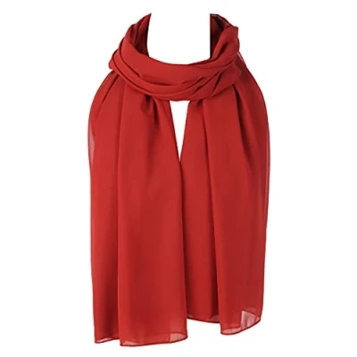 Image of Ladies Chiffon Oversized Plain Scarf Women Quality Large Maxi Hijab Shawl (Orange)