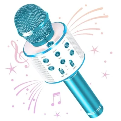 Image of Wowstar Wireless Microphone, Karaoke Bluetooth Microphone for Kids Adults, Portable Toy Mic Speaker Machine, Home KTV Player Support Android &amp; iOS Devices Party Singing (Blue)