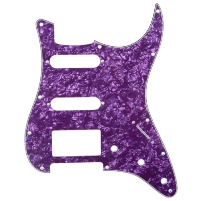 Image of Musiclily HSS 11 Hole Guitar Strat Pickguard for Fender USA/Mexican Made Standard Stratocaster Modern Style, 4Ply Purple Pearl