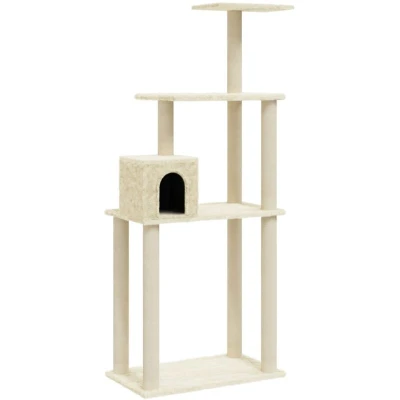 Image of vidaXL Cat Tree with Sisal Scratching Posts Cream 147 cm