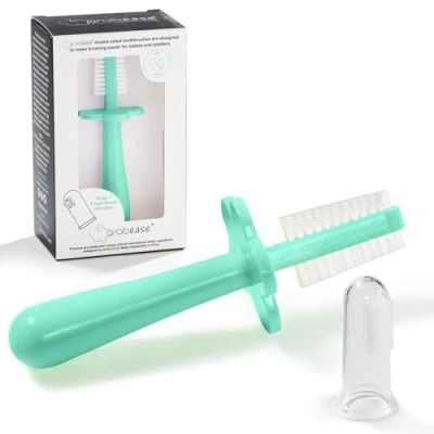 Image of Grabease Double Sided Toothbrush Training First Infant Toddler Baby Toothbrush, BPA Free &amp; Phthalate for Toddler, 1 Pack, Mint