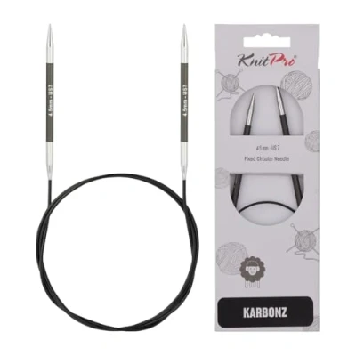 Image of KnitPro KP41149 40 cm x 4.5 mm Karbonz Fixed Circular Needles, Black and Silver
