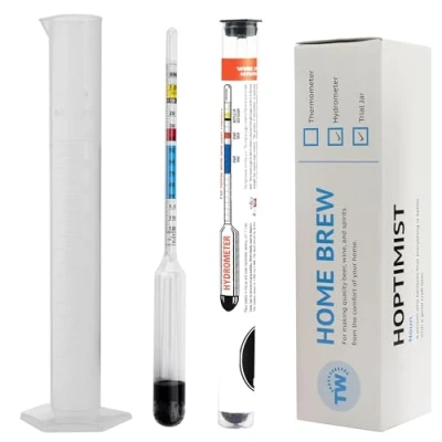 Image of Home Brew Hydrometer with Included 100 Millimeter Trial Sampling Jar Equipment for Wine and Beer Making Testing Kit Brewing Your Own Homebrew