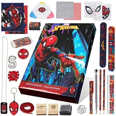 Image of Marvel Advent Calendar 2024 Stationery Keychains Stamps Calendars for Kids (Spiderman Multicolor)