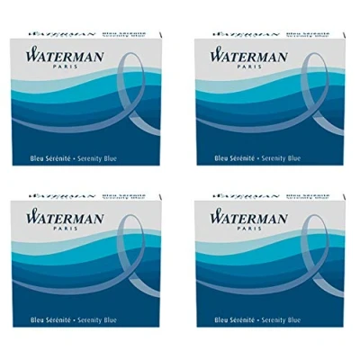 Image of Waterman 4 Cases of 6 International Short Cartridges for Fountain Pen Serenity Blue Ink (Florida Blue)
