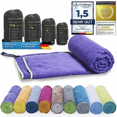Image of Original microfiber backpack sports towel for women and men travel extremely quick drying beach bath absorbent, light antibacterial different sizes (160x80cm, Purple)