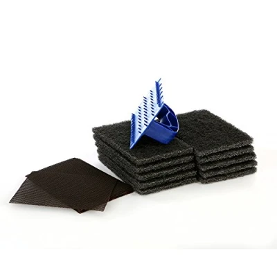 Image of The Chemical Hut Blue Griddle Scourer Holder, 10 Cleaner Pads &amp; Mesh Screens For Cleaning Ovens, Grills, Pans And BBQ&#039;s/Barbeques