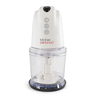 Image of KitchenPerfected 260W Multi Chopper / 1 Speed Operation Plus Turbo Button Stainless Steel Blades Whisk Attachment Plastic Bowl with Measuring Gauge 500ml Capacity Ivory White E5416WI