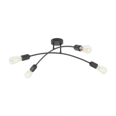 Image of Helix Multi Arm Semi Flush Ceiling Lamp Black 4xE27
