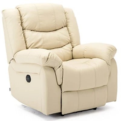 Image of More4Homes SEATTLE ELECTRIC AUTOMATIC RECLINER ARMCHAIR SOFA HOME LOUNGE BONDED LEATHER CHAIR (Cream)