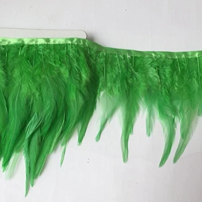 Image of Sowder Rooster Hackle Feather Fringe Trim for Custume Dress Decoration Pack of 5 Yards(Lime Green)