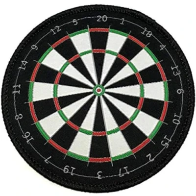 Image of Dartboard Patch (90 mm) Woven Iron/Sew on Darts Badge Bulls eye 180 Applique Emblem