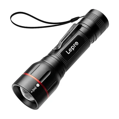 Image of Lepro LED Torch Super Bright, LE2050 Pocket Flashlight, Zoomable, Waterproof, 5 Modes, Clip On, Small Hand Powered by 18650 or AAA Battery (Not Included), for Power Cuts, Camping, Dog Walking