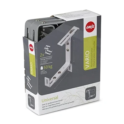 Image of Poetic Emsa 506710 VARIO Window box brackets for wall and railing, pre assembled, aluminium, supports up to 50 kg