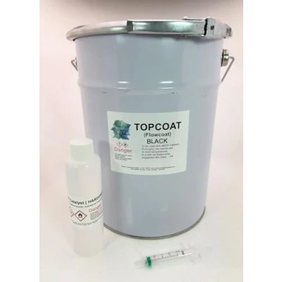 Image of Swindon Composite Supplies Black Resin Topcoat, Flowcoat, Top Coat, Flo Coat Lloyds Approved Marine Craft (Black Topcoat 5000g)