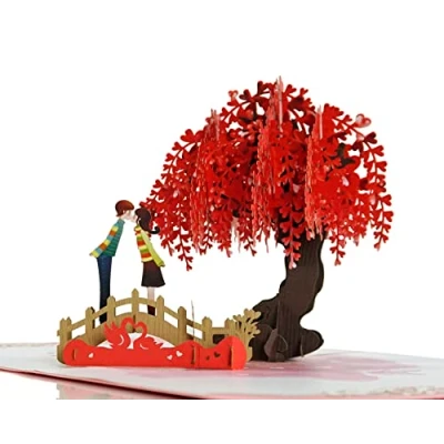Image of Couple Kiss 3D Pop Up Card.Romantic and Delightful surprise card for Her, Girlfriend, Wife,Him, Boyfriend,Husband. Perfect Valentine’s Day, Birthday’s,Thank you 15cmx20cm