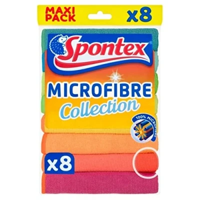 Image of Spontex Multi Purpose Microfibre Cloths Packs of 8 (1)