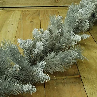 Image of Premier 6.5ft Christmas Silver Garland With Some Glitter Tips