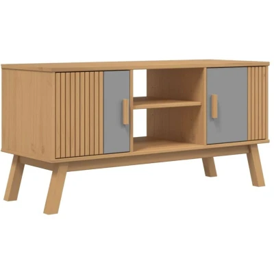 Image of vidaXL TV Cabinet OLDEN Grey and Brown 114x43x57 cm Solid Wood Pine