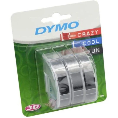 Image of Dymo S0847730 White on Black Embossing Tape Pack of 3