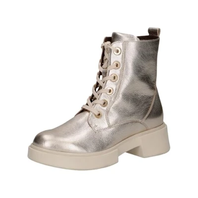 Image of CAPRICE Women&#039;s Lace Boot Flat 9 25101 43 Ankle, Platinum Metal, 4 UK