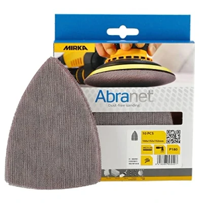 Image of Mirka Abranet Delta Triangle Net Disc / 4x6x6 inch/Grit 180 /Sandpaper Sanding Discs Hook and Loop 10 pcs ‎9A 219 180RP