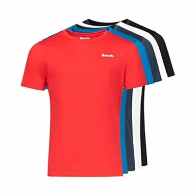 Image of Bench Mens Everyday Essentials Multipack Lounge T Shirt Set Pack of 5 Classic Fit, Crew Neck in Assorted Colours (S, Noah/Assorted)