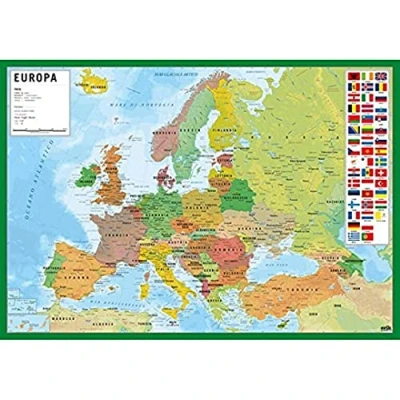 Image of Grupo Erik Mapa De Europa in Spanish Desk Mat Decor 13.5 x 19.5 inches 34.5 49.5 cm Pad Protector Cute Stationery Back to School Supplies World Map for Kids