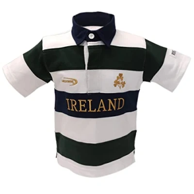 Image of Lansdowne Ireland Kids Bottle/White/Gold 1/2 Sleeve Rugby Shirt (Age 5/6years)