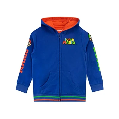 Image of Super Mario Hoodie Boys&#039; Hoodies Luigi Zip Up Hoody Jumper for Kids Blue 8 to 9 Years