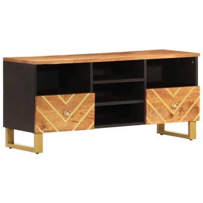 Image of vidaXL TV Cabinet Brown and Black 100x33.5x46 cm Solid Wood Mango