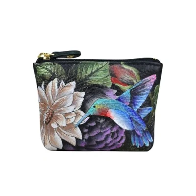 Image of Anuschka Women’s Hand Painted Genuine Leather Small Zip Pouch Hummingbird Heaven