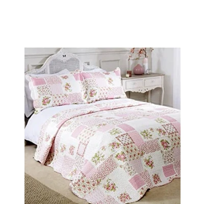 Image of Emma Barclay Cotswold Quilted Patchwork Bedspread Set in Pink King
