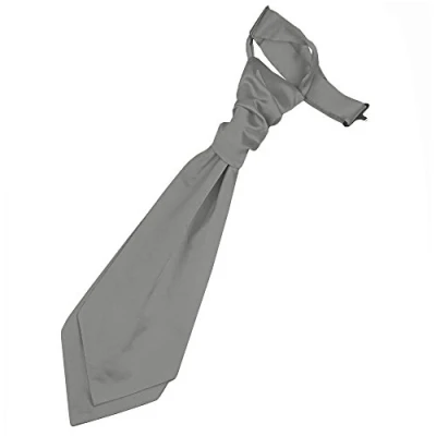 Image of DQT Plain Satin Wedding Pre Tied Scrunchie Cravat Tie for Boys Platinum