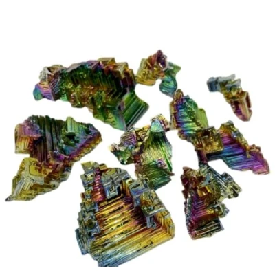 Image of ausuky Natural Titanium Bismuth Rare Rainbow Metal Crystal Mineral Gemstone Home Decor