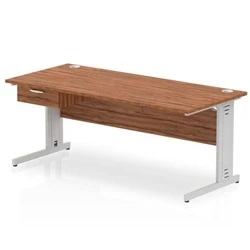 Image of Impulse 1800x800 Desk Walnut/Silver Cable Managed Leg 1 Dr Fixed Ped