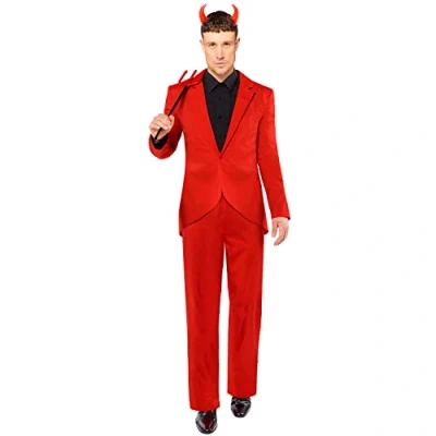 Image of amscan 9917901 Adults Devil Suit Costume Fancy Dress (Chest size: 42&quot;)