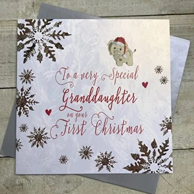 Image of GRANDDAUGHTER&#039;S 1ST Christmas Handmade Card by White Cotton Cards