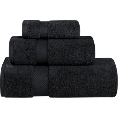 Image of Superior Collection 100% Zero Twist Cotton Super Soft and Absorbent 3 Piece Towel Set, Black
