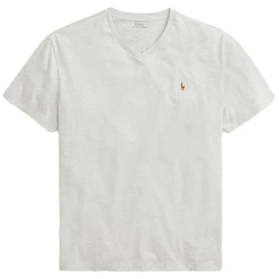 Image of POLO RALPH LAUREN Men&#039;s Custom Slim Fit Multicolored Pony V Neck Tee Shirt, Grey, XXL