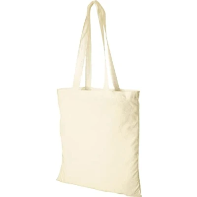 Image of eBuyGB Pack of 10 Cotton Shopper Canvas &amp; Beach Tote Bag, 38 x 42 cm, Beige