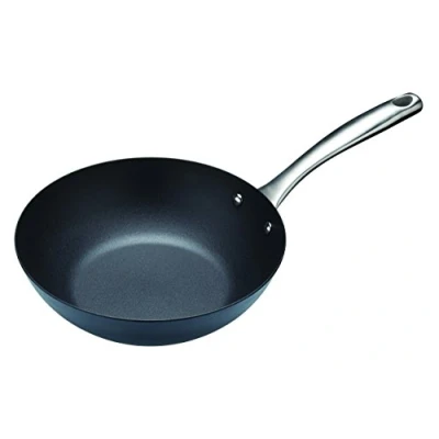 Image of MasterClass Non Stick Carbon Steel Induction Safe Wok, 24.5 cm, Black