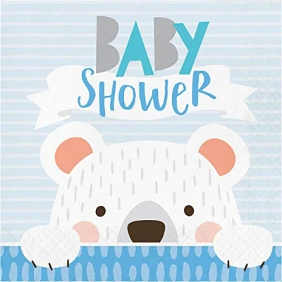 Image of Creative Converting Baby Shower White Bear Luncheon Paper Napkins 16pcs