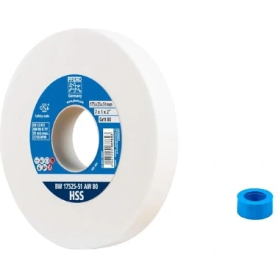 Image of PFERD 39009701 Sanding Disc 175 x 25 51 mm High Speed Steel Grain Size 80 White Corundum for Processing Alloy Steels with Integrated Reducing Sleeve (32 mm)