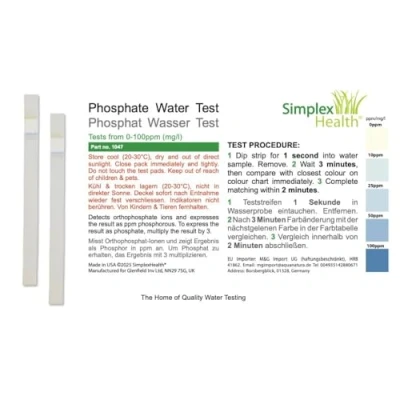Image of SimplexHealth Phosphate Water Test Strips 0 100ppm (50 Strips)