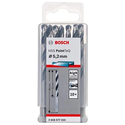 Image of Bosch Professional 10 Piece PointTeQ HSS Twist Drill Bit (for Metal, 5.2 x 52 86 mm, Driver Accessories)