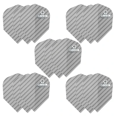 Image of Harrows Carbon Dart Flights 5 x sets Darts (15 Total) I 100 Micron Premium Extra Strong Made in UK Professional Accessories Silver